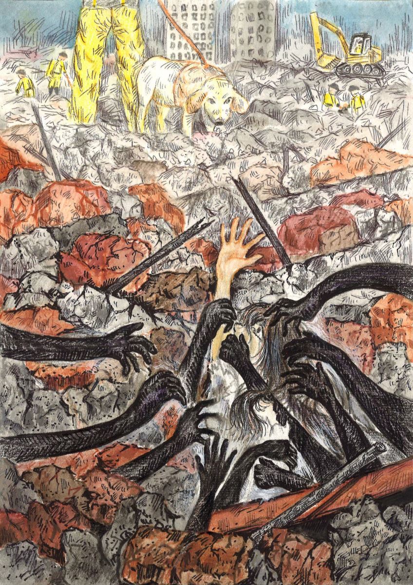 獲得優選的安康高中徐可芯作品〈震殤〉。